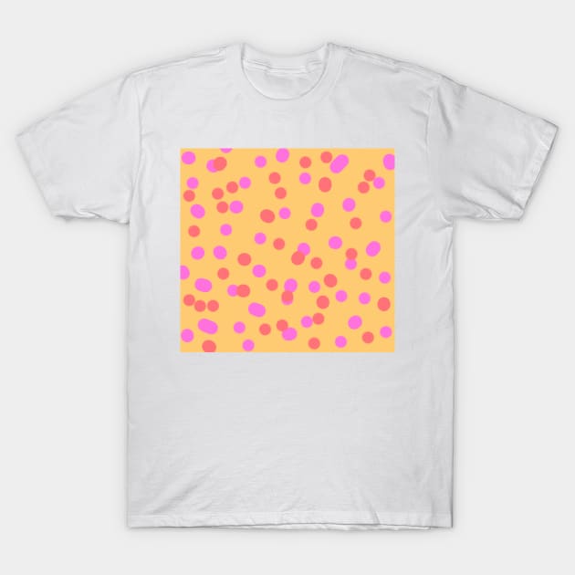 Orange pink red watercolor polka dots art T-Shirt by Artistic_st